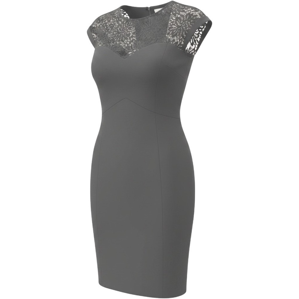 Maggy London Sheath Dress Size 8 Black Lace Yoke Cap Sleeve